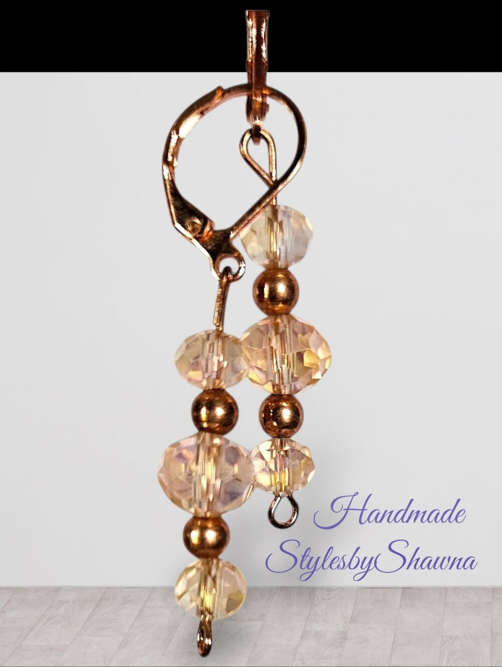 ​Handmade Shimmering Crystal & Metallic Bead Leverback Earrings - Nickel Free